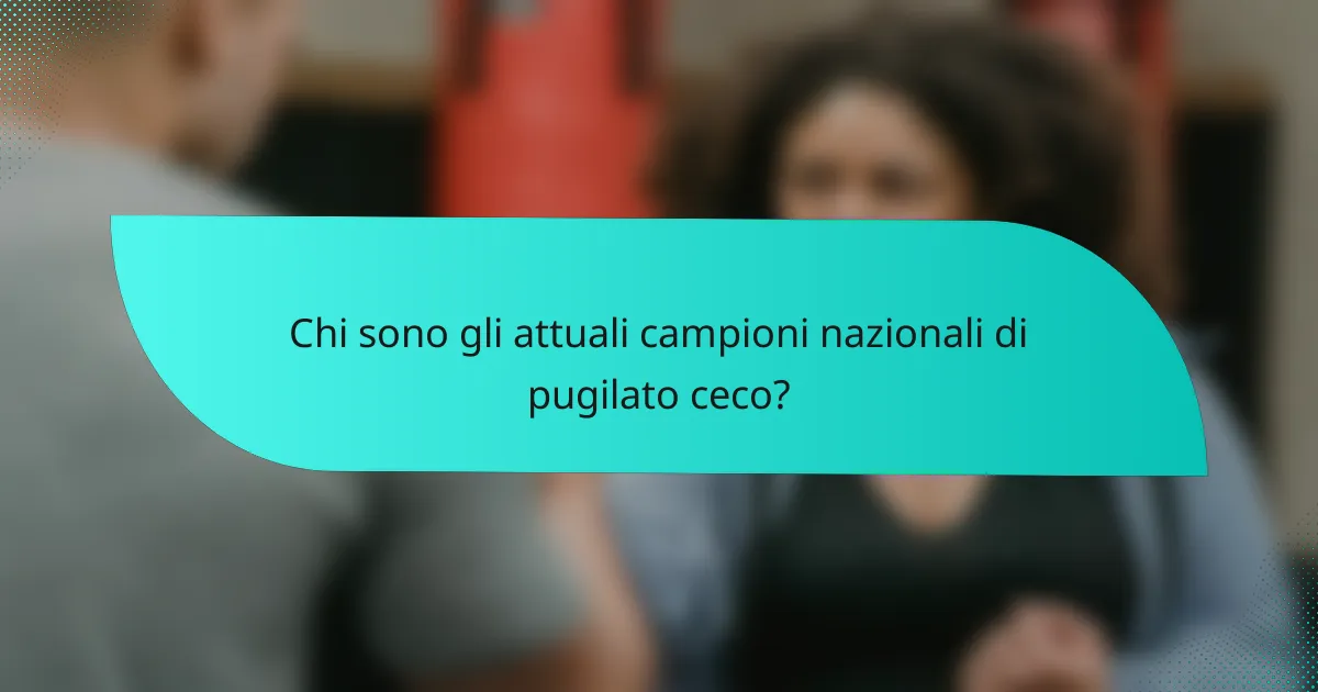 Chi sono gli attuali campioni nazionali di pugilato ceco?