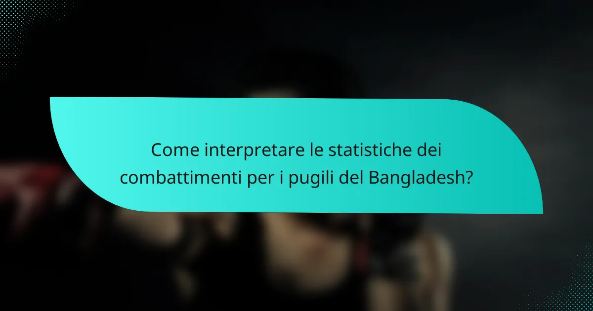 Come interpretare le statistiche dei combattimenti per i pugili del Bangladesh?