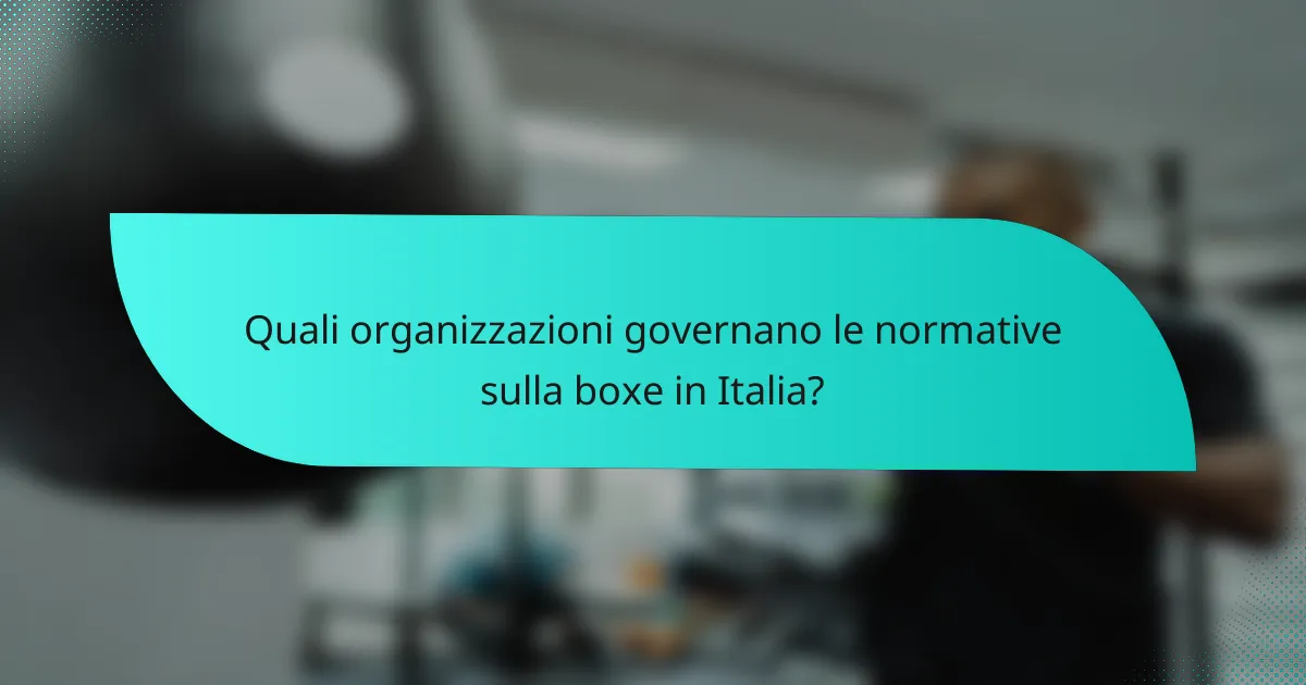 Quali organizzazioni governano le normative sulla boxe in Italia?