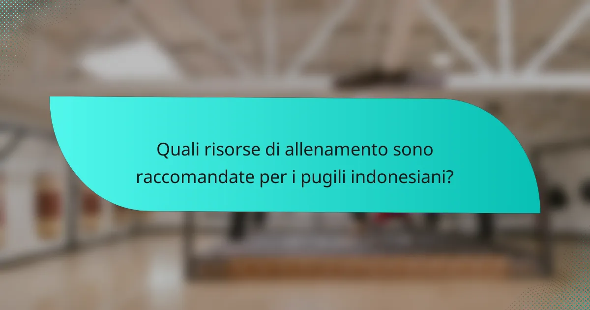 Quali risorse di allenamento sono raccomandate per i pugili indonesiani?