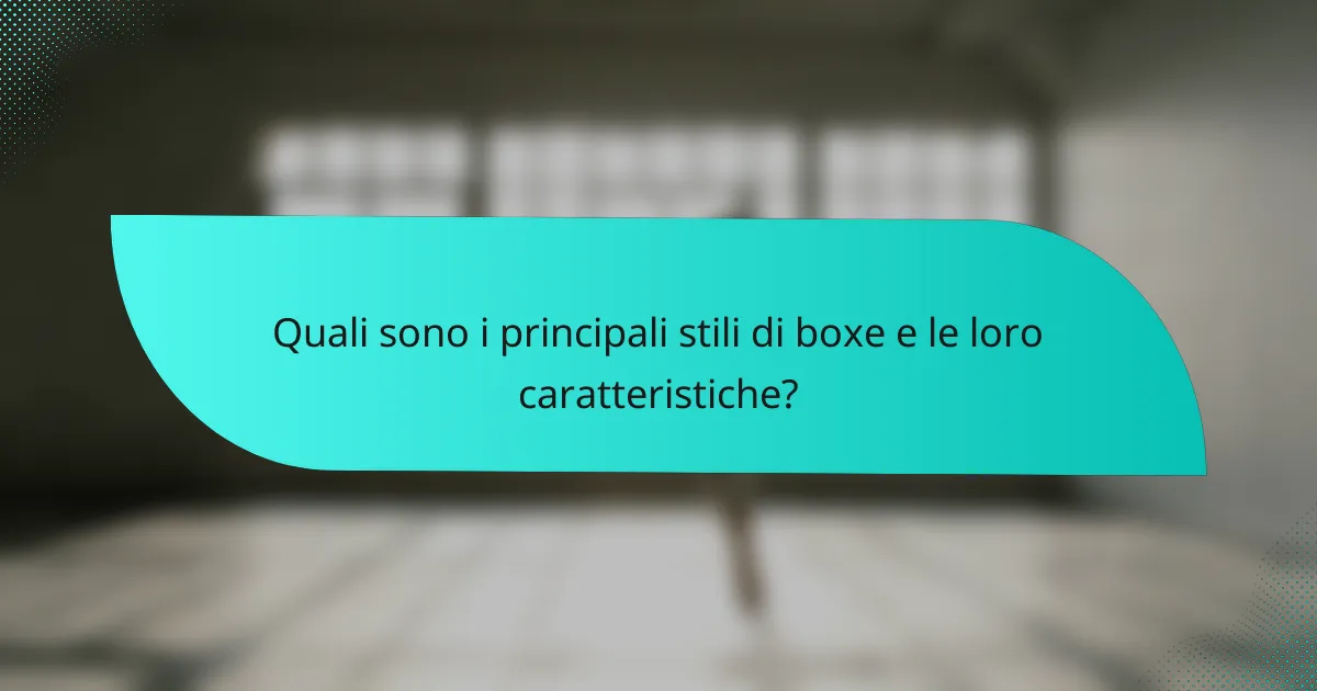 Quali sono i principali stili di boxe e le loro caratteristiche?