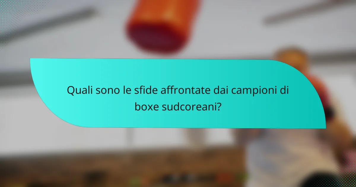 Quali sono le sfide affrontate dai campioni di boxe sudcoreani?